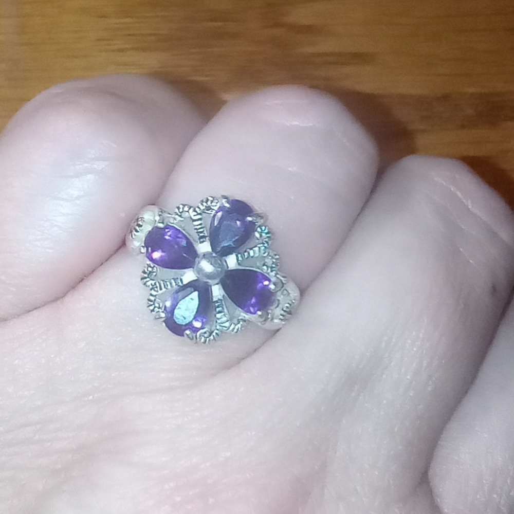Elegant Purple Gemstone Silver Ring